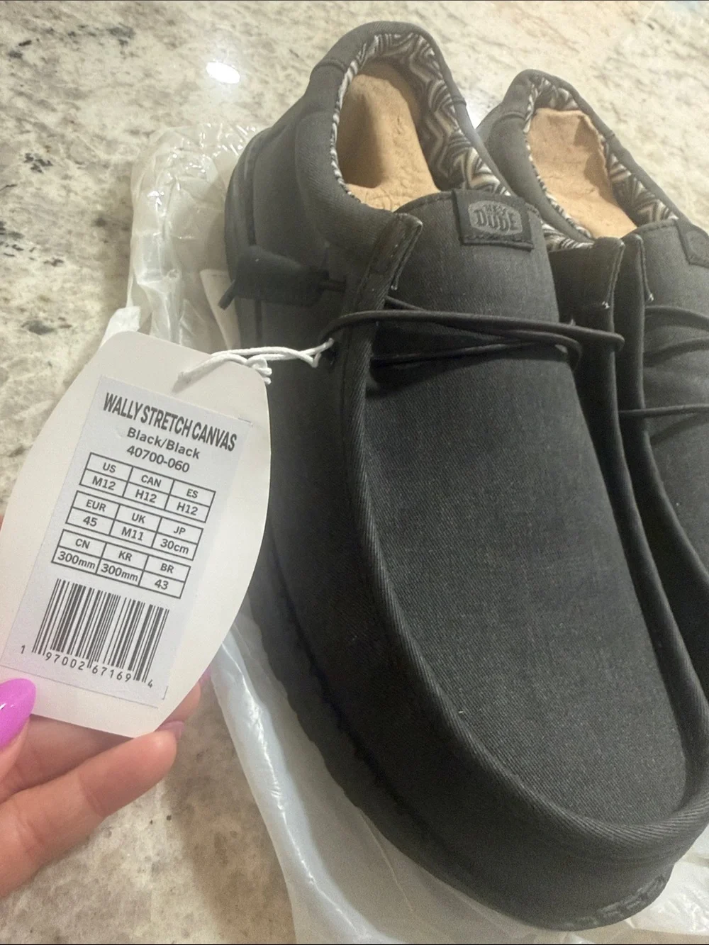 Hey Dude Black Canvas Slip-On Loafers